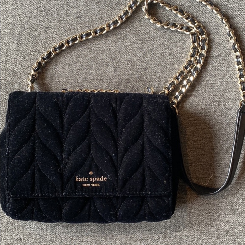 Kate Spade Mini Emelyn Quilted Velvet Crossbody Bag